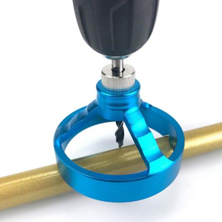 3-i-1 Vertikal Hålslagare med 6 Borrhylsor Träbearbetning Borrbit Guide Jig Fixture Blå