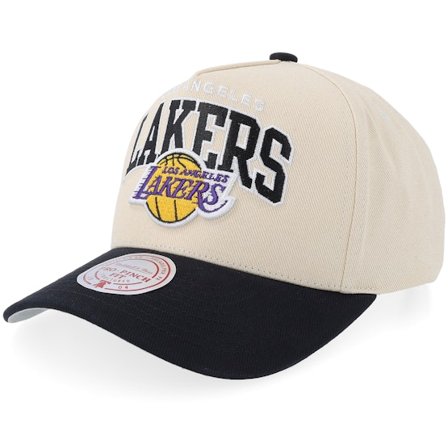 Mitchell & Ness - NBA Beige adjustable Casquette - Los Angeles Lakers Pro Crown NHL Sand/Black/Grey A-Frame Adjustable @ Hatstore