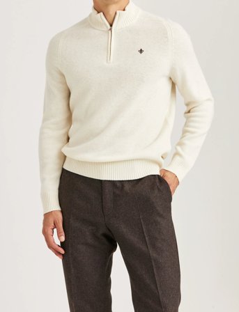 Morris New Hertford Half Zip - Cream - XL