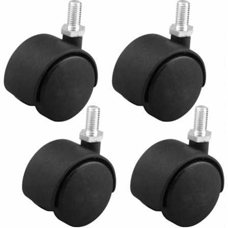 4 st 40 mm möbelsvängbara hjul utan broms med M8 x 15 mm gänga