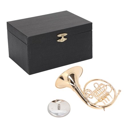 Messinkinen pienoismalli ranskalainen torvi Mini ranskalainen torvi malli Musiikki-instrumentin kopio Nukketalo Koti sisustus