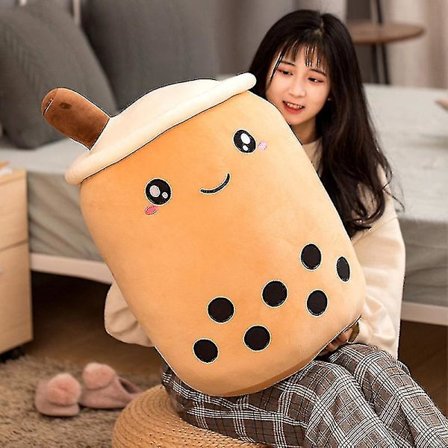 24/35/50/70cm Bubble Tea Plyslegetøj med Smilende Ansigt