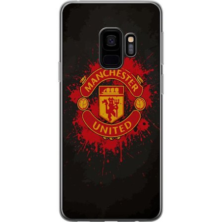 Kompatibelt Mobildeksel til Samsung Samsung Galaxy S9 Manchester United logo i rød og gul farge med røff sportslig bakgrunn