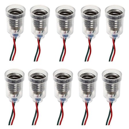10 stk E10 Lampebaser LED Skruefeste Små Pærer Holder Lyskontakt Med Ledning Sokkel For Krets Eks