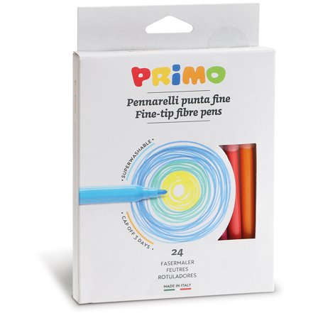 Primo Feutres à pointe fibre Fine Ensemble de 24 (3 ans+)