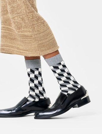 Happy Socks Filled Optic Sock - Grey - 36-40