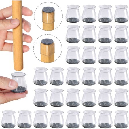 32 stk PVC stolbenbeskyttere, små stolglidere, gjennomsiktig PVC