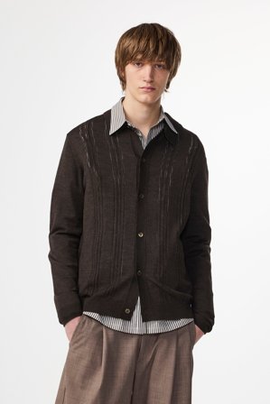 NN07 Thor Cardigan male Brown Certified Wool