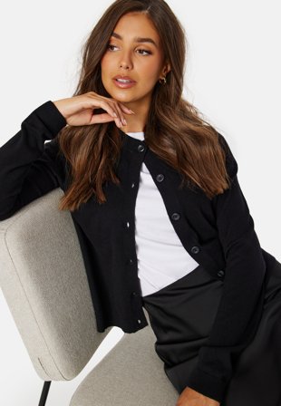 Object Collectors Item - Objthess L/S Short Cardigan - Black - Kläder - - Bubbleroom