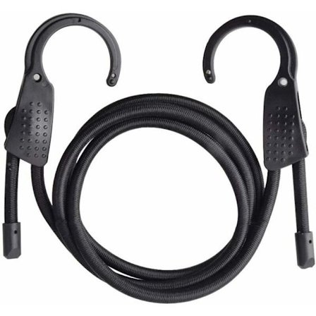 Stålbungee-krok med extra bred öppning, bagagebungee-snören med karbinhake, svart