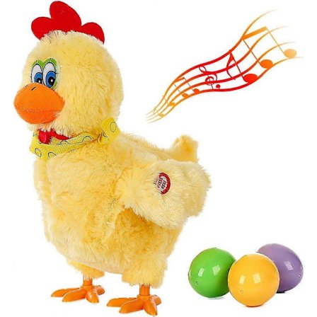 Kylling Dyr Legetøj Dukke Lægger Æg Elektrisk Skør Plys Kylling med Lyd Musik [DB]