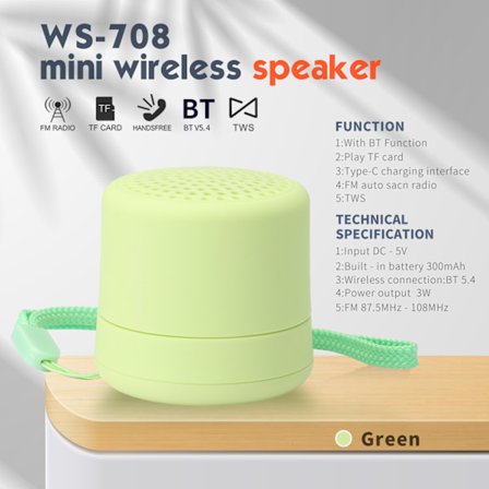 Coluna Bluetooth Ws-580 Mini Trådlös Högtalare, FM-radio (Grön)
