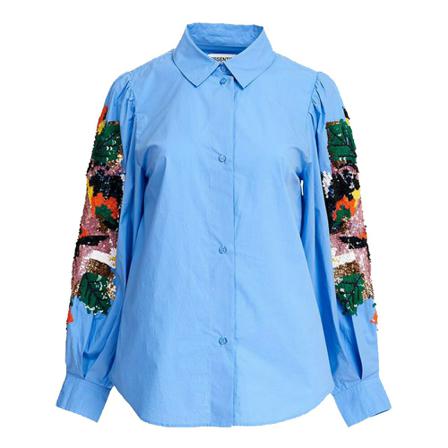 Essentiel Antwerp Carnet puff sleeve shirt , Blauw , Dames , Maat: M