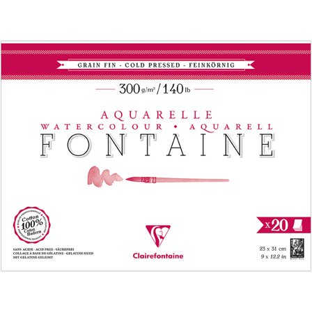 Clairefontaine Fontaine Akvarellblock CP 23x31 cm 300g