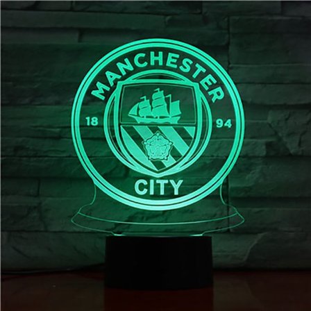 Manchester City F.C USB 3D Anime Natlampe Atmosfærisk LED Bordlampe Julegaver til Fodboldelskere Dekorativ Lampe til Børn
