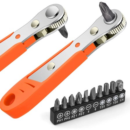 Rätvinklad Phillips magnetisk skruvmejsel för besvärliga utrymmen, 1/4" PH2 Mini spärrnyckel 1/4"