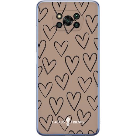 Kompatibelt Mobildeksel til Xiaomi Xiaomi Poco X3 Pro Cactus and Friends - Earthy Sketch Hearts