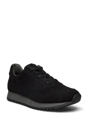 Woms Lace-Up Lave Sneakers Svart Tamaris