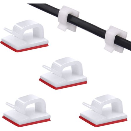 50-pakning selvklebende kabelhåndteringsklemmer for TV, PC, laptop, kontor, hjem - hvit