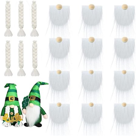 Pakke med 30 nissehuer med skæg til jul - forudskåret nissehueskæg til håndværk, gør-det-selv-nissedukker, jule-cosplay