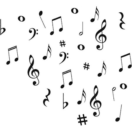 Musiknoder Vægklistermærker Musikvægklistermærker PVC-materiale Klistermærker til Klasseværelse Lydstudie Dekoration Boligindretning Sort