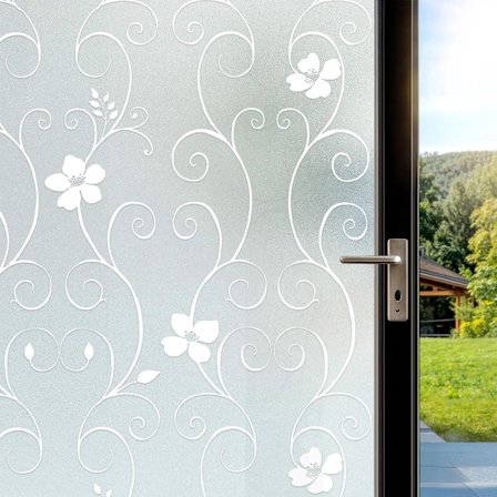 Vindusfilm 45x200cm Solbeskyttelse Isolasjon Antirefleks Statisk Feste Hvit