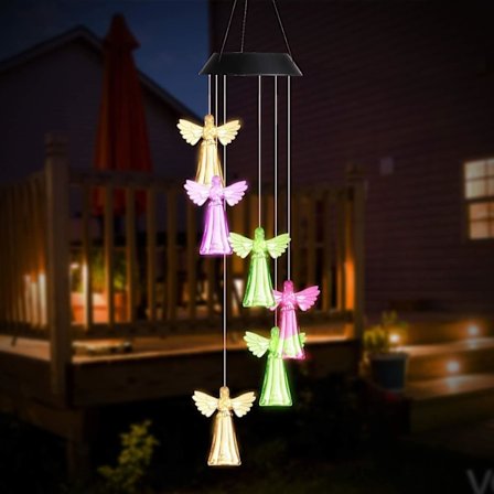 Lucky Angel Solcells Vindspel Utomhus, Presenter Till Alla Mamma/mormor/dotter/kvinnor/faster/vän/syster/pappa/fru, Morsdagspresent, 