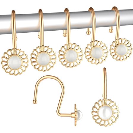 12 st tunga dekorativa duschdraperiringar i metall