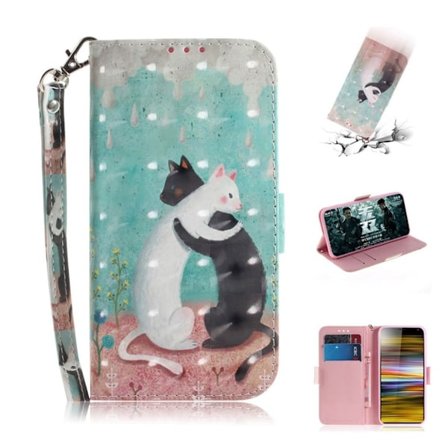 Sony Xperia 10 Plus kuviollinen nahkainen suojakotelo - Halaavat Kissat