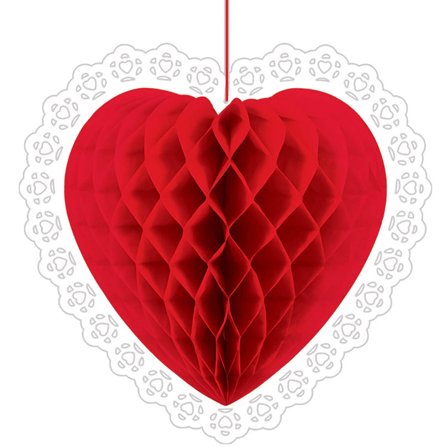 Hengende dekorasjon hjerte med hvit kant