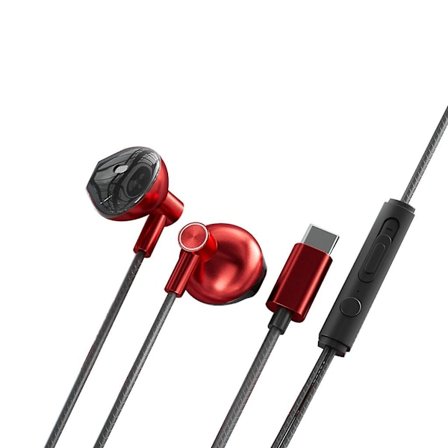 Universal Type-c In-Ear Trådbundna Hörlurar 3,5 mm Stereo Spel Musik Öronproppar (Röd Typ c Platt Mun)