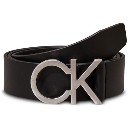 Ceinture noire à boucle Calvin Klein pour hommes - Ceintures en cuir