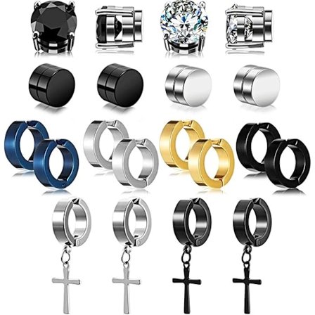 10 Par Magnetiske Studøreringe til Mænd Rustfrit Stål Magnet