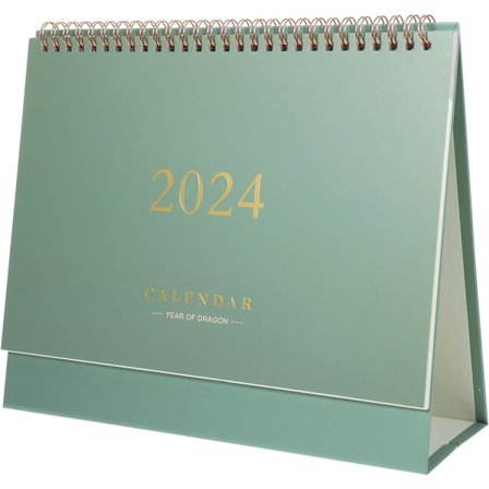 2023-2024 bordkalender, stående bordkalender fra juli 2023 til december 2024, 7,5 x 6,4, stående bordkalender grøn