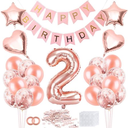 2 Ballonger för Flicka, Roséguld Ballon 2, Roséguld 2:a Födelsedag
