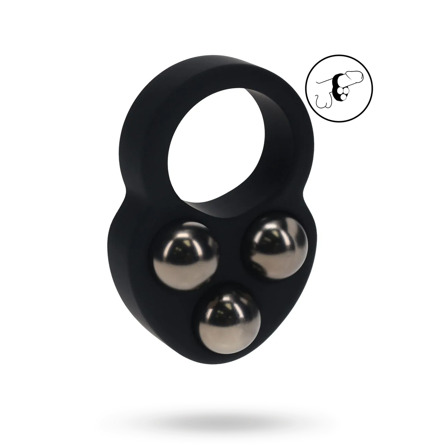 Liquid Silicone Triple Weighted Ball Cockring - Black - Vuxen.se - Penisringar