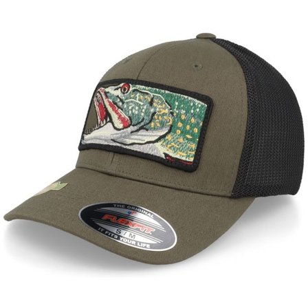 Skillfish - Grön trucker Keps - Big Pike Recycled Trucker Olive/Black Flexfit @ Hatstore
