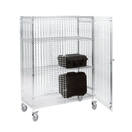 Chrome wire mobile security cage, 300 kg load, 1750x1220x460 mm