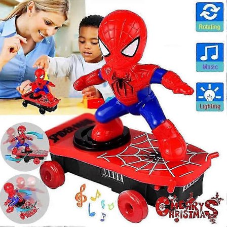 Elektrisk Spider-Man Scooter Leksak - 360-Graders Tumling, Musik & Ljus Kul, Pussel Leksaksbil för Barn[HK]