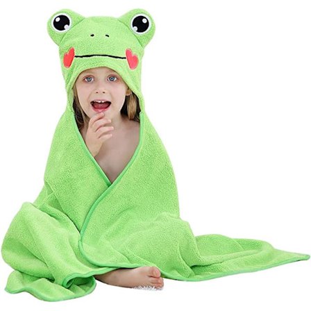 Baby hette badehåndkle (grønn frosk 70*120cm) søt dyrebomull