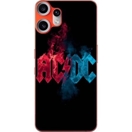 Kompatibelt Mobilskal till Nothing CMF Phone 2 Pro ACDC-logotyp i delad röd och blå eld- och rökstil mot svart bakgrund med kraftfull rockestetik o