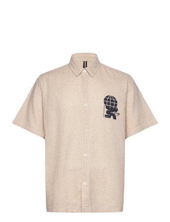 Ian Cotton Linen Shirt Ss Beige Fat Moose