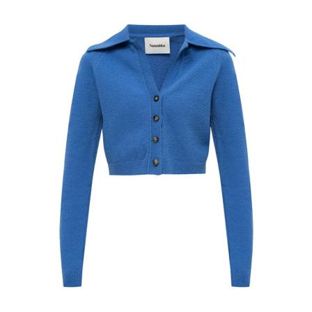 Nanushka, Josi cropped cardigan Blauw, Dames, Maat:XS