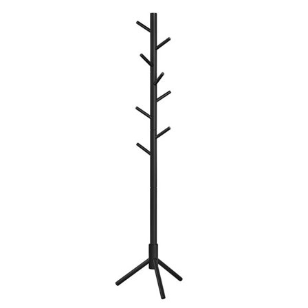 Frittstående klesstativ i tre - 175 cm, svart med 8 kroker