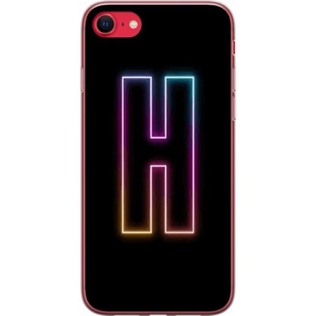 Yhteensopiva Puhelinkuori Apple Apple iPhone 7 Minimalistinen neonkirjain H väriä vaihtavassa valossa mustaa taustaa vasten modernilla typografisell