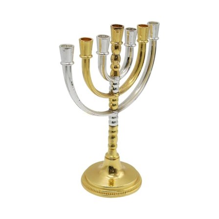 7-grenet Menorah Lysestage Metal Graciøs Stil Elegant Lysestage Lysholder til Shabbat Skrivebord Boligindretning Jul (LGL)