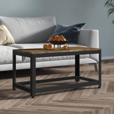 Vidaxl Soffbord Ljusbrun Och Svart 90x40x45 Cm Mdf Och Järn Brun