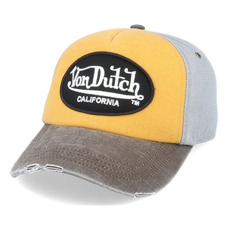 Von Dutch - Jaune adjustable Casquette - Oval Patch Jackgog Mustard/Brown/Grey Adjustable @ Hatstore