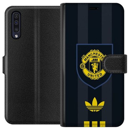 Kompatibelt Lommeboketui til Samsung Samsung Galaxy A50 Manchester United Adidas logo skjold fotballklubb plakat Premier League retro gul svart design