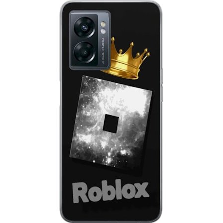 Kompatibel Mobilcover til OnePlus OnePlus Nord N300 Minimalistisk sort og sølvfarvet Roblox-symbol med gylden krone og luksuriøs gamer-æstetik på